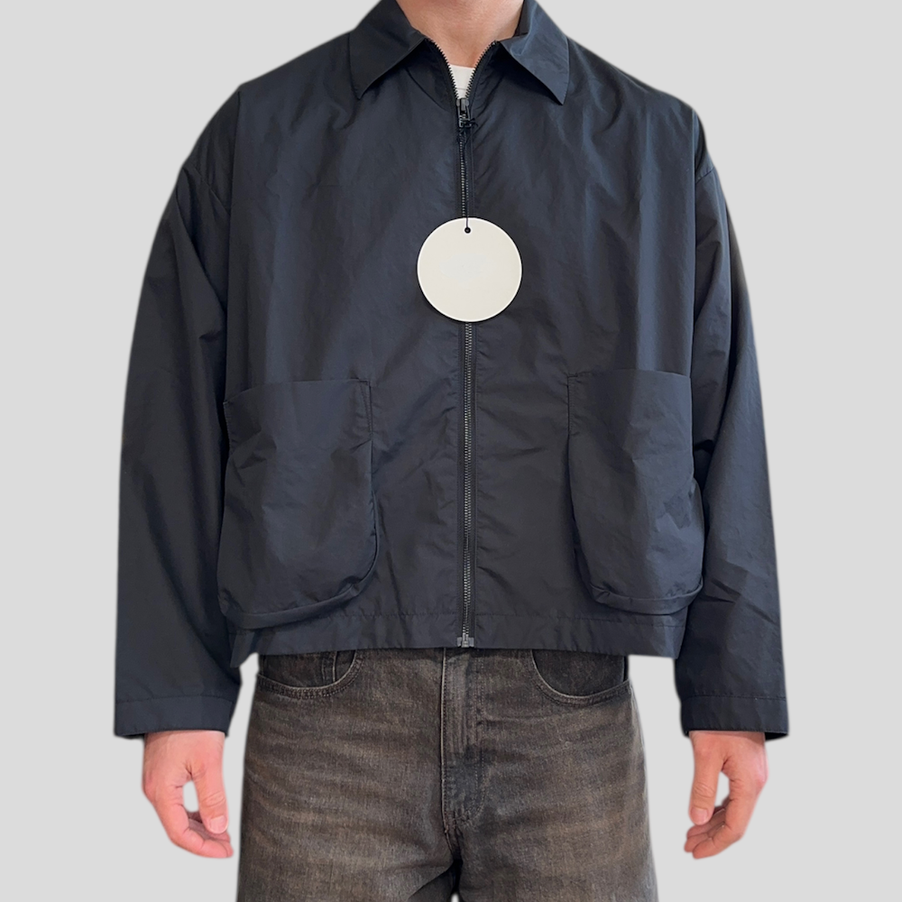 (NEW) VOAAOV COLLARED NYLON JACKET - BLACK