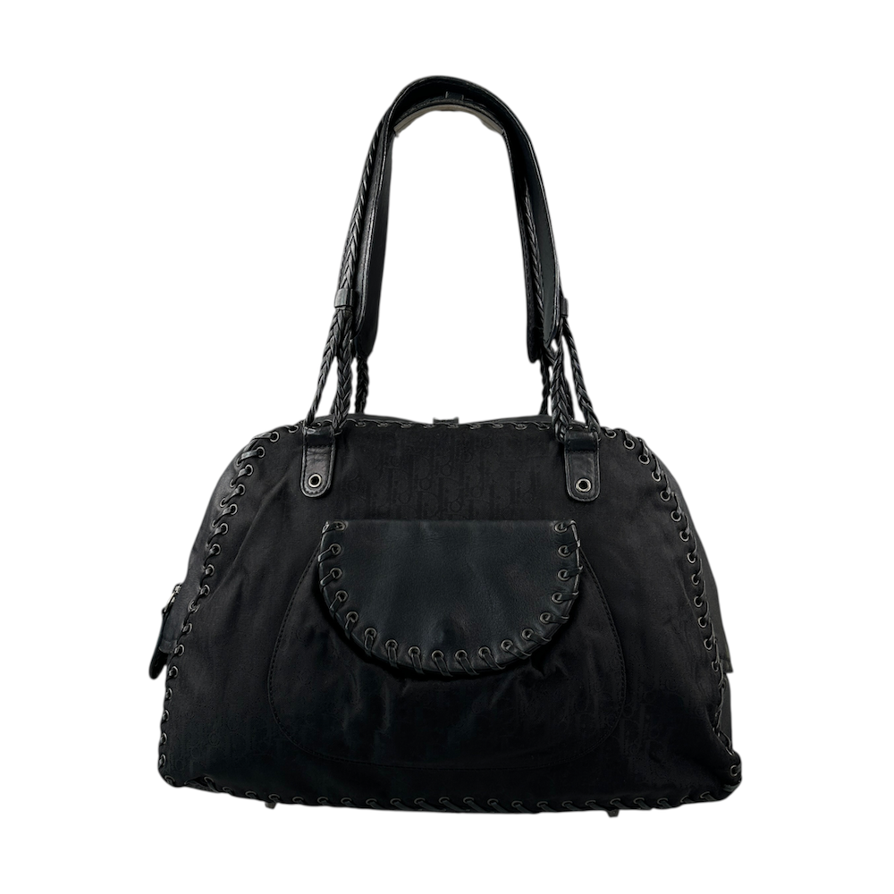 DIOR 2007 MONOGRAM SHOULDER BAG - BLACK