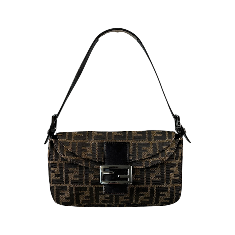FENDI ZUCCA DOUBLE FLAP BAGUETTE BAG