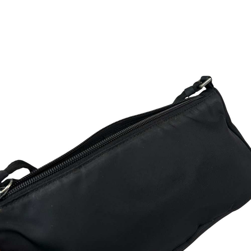 PRADA BLACK NYLON POCHETTE BAG - BLACK