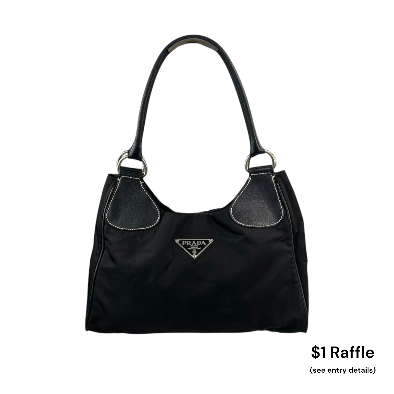 *$1 RAFFLE* PRADA NYLON HOBO SHOULDER BAG - BLACK
