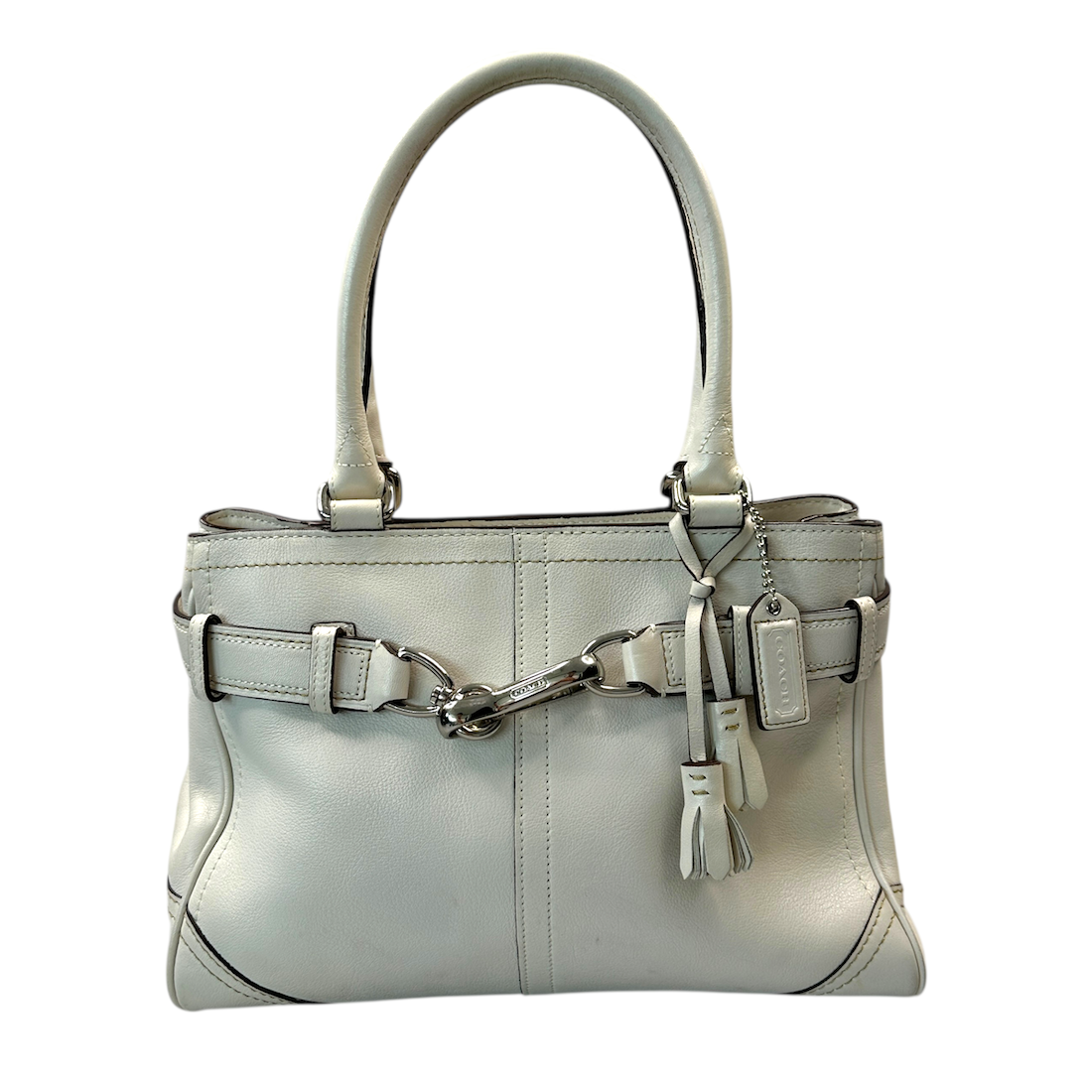 COACH LEATHER HAMPTON TOTE BAG - CREAM