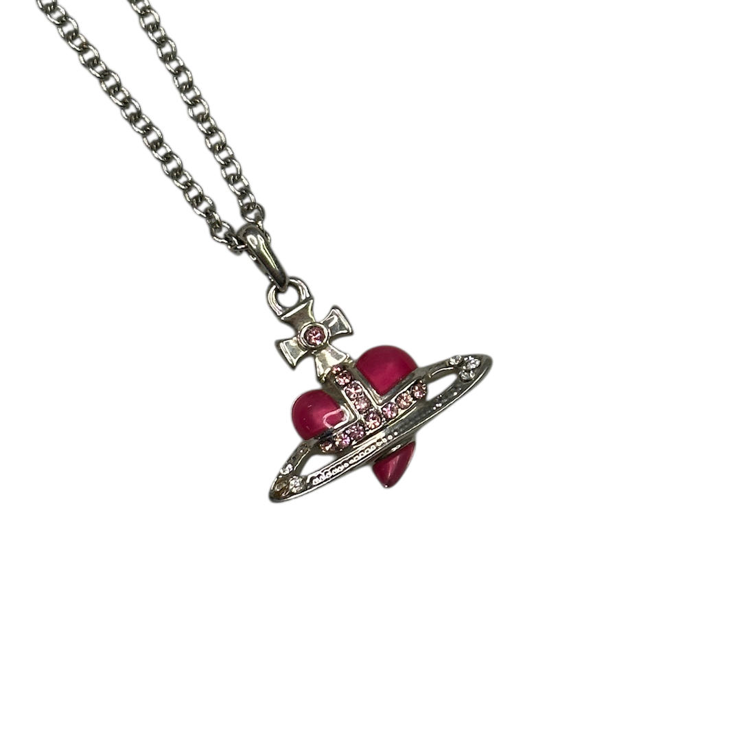 VIVIENNE WESTWOOD REVERSE HEART NECKLACE - SILVER PLATED (BRASS)