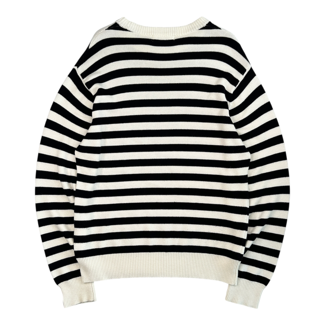(L) BAPE STRIPED APE HEAD SWEATER - BLACK / WHITE