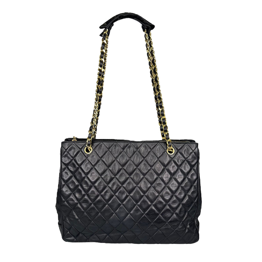 CHANEL CC CHARM QUILTED LAMBSKIN TOTE BAG - LARGE