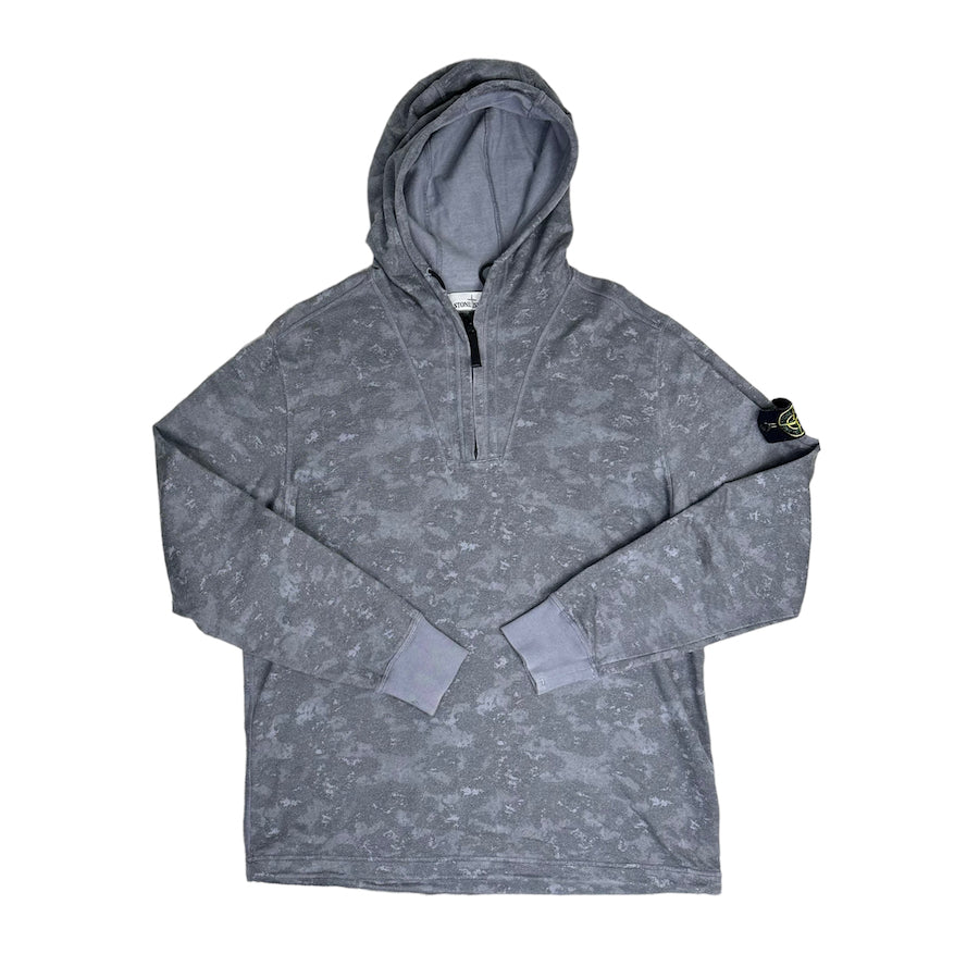 STONE ISLAND SS16 QUARTER ZIP HOODED PULLOVER - GREY