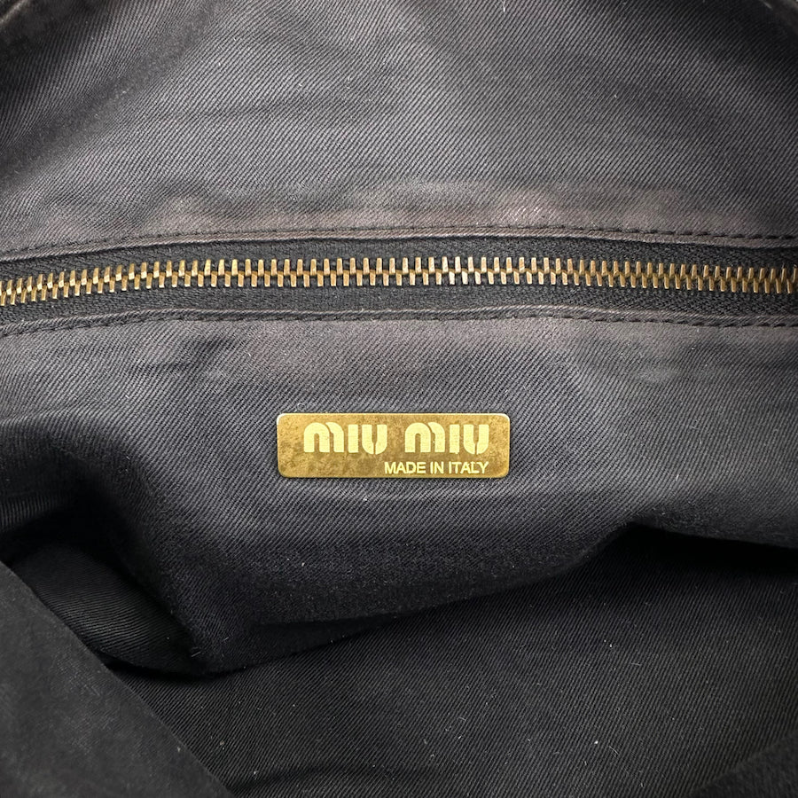 MIU MIU LEATHER POCKET SHOULDER BAG - BLACK