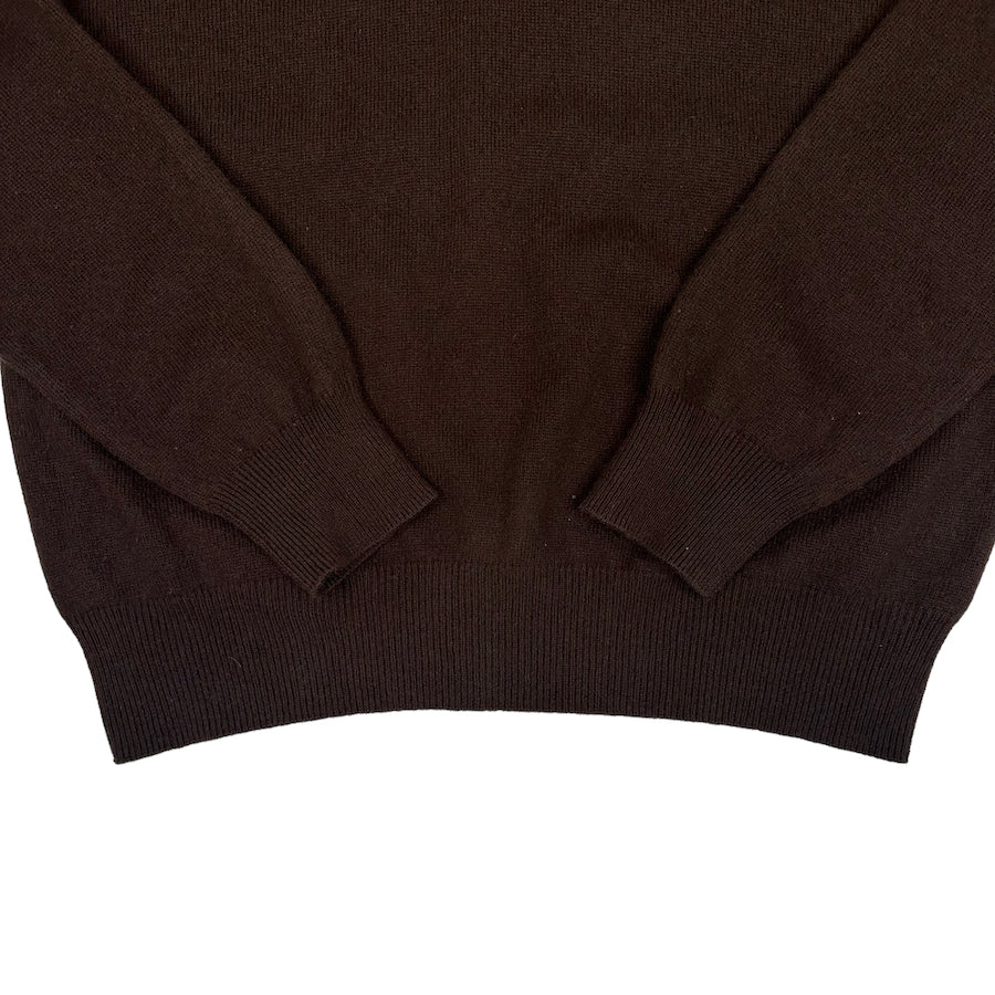 BURBERRY BROWN QUARTER ZIP PULLOVER KNIT