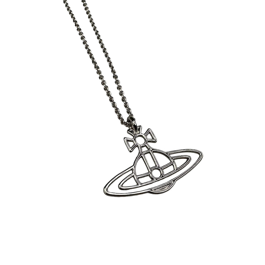 (NEW) VIVIENNE WESTWOOD THIN LINES FLAT ORB NECKLACE - BRASS