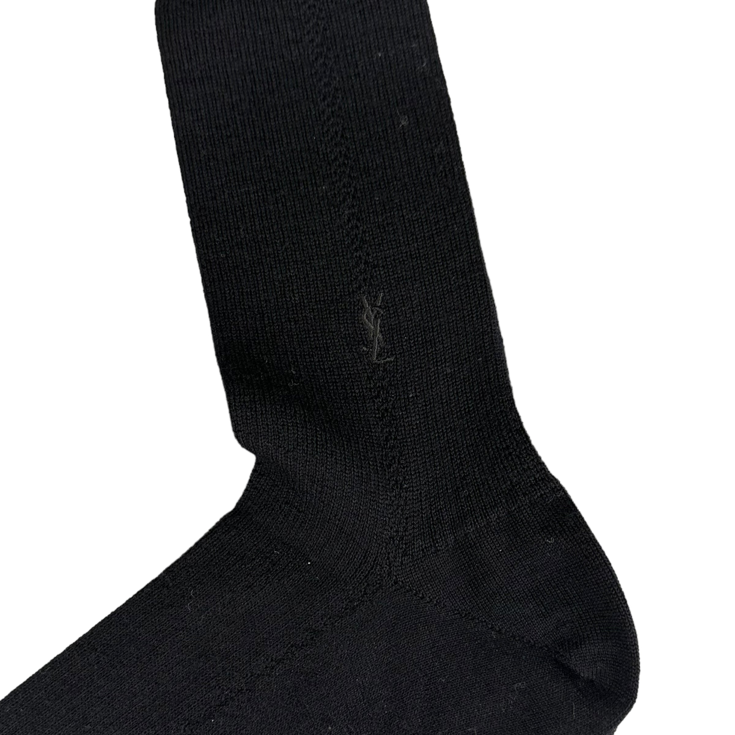 YVES SAINT LAURENT BLACK SOCKS W/ BLACK LOGO