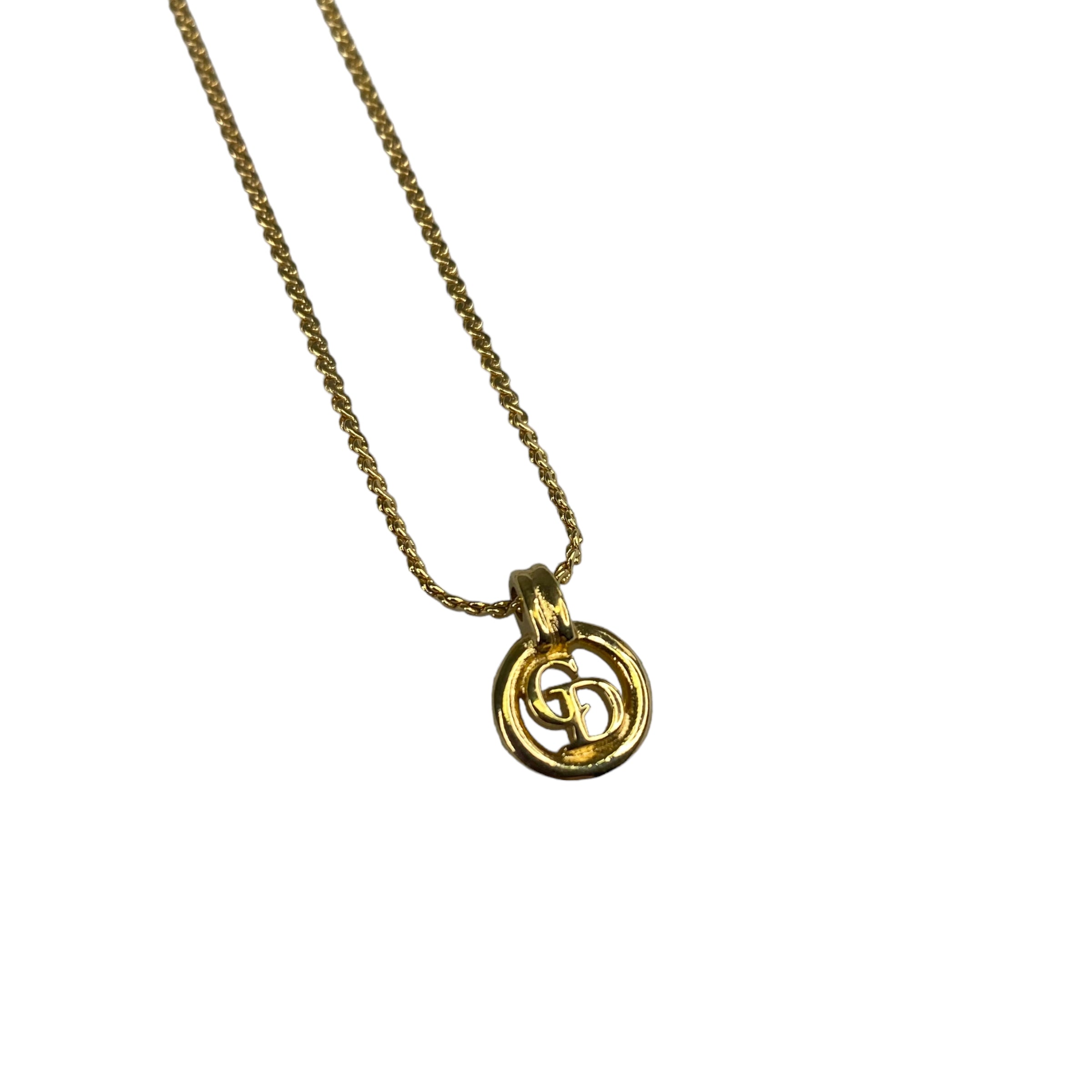 DIOR MINI CD PENDANT GOLD PLATED NECKLACE