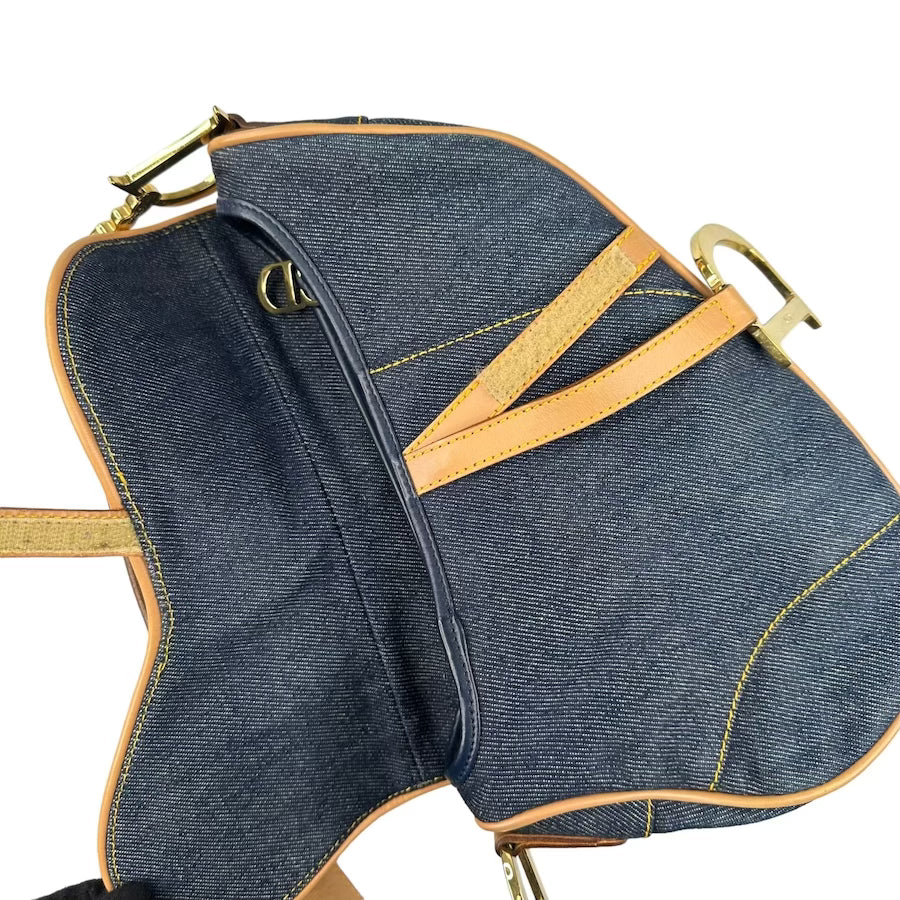 DIOR DENIM & LEATHER SADDLE BAG