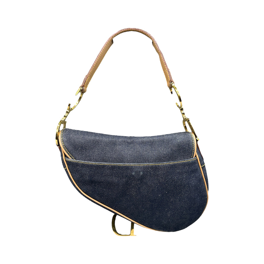 DIOR 2002 DENIM / LEATHER SADDLE BAG