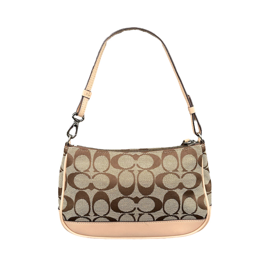 COACH CREAM / BEIGE SIGNATURE CANVAS MINI POCHETTE BAG