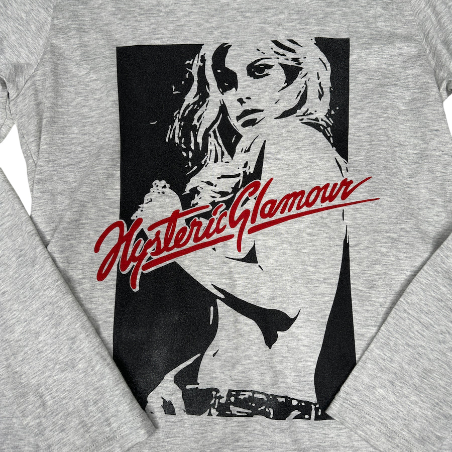 HYSTERIC GLAMOUR CURSIVE LOGO LONG SLEEVE - GREY 94HGRF