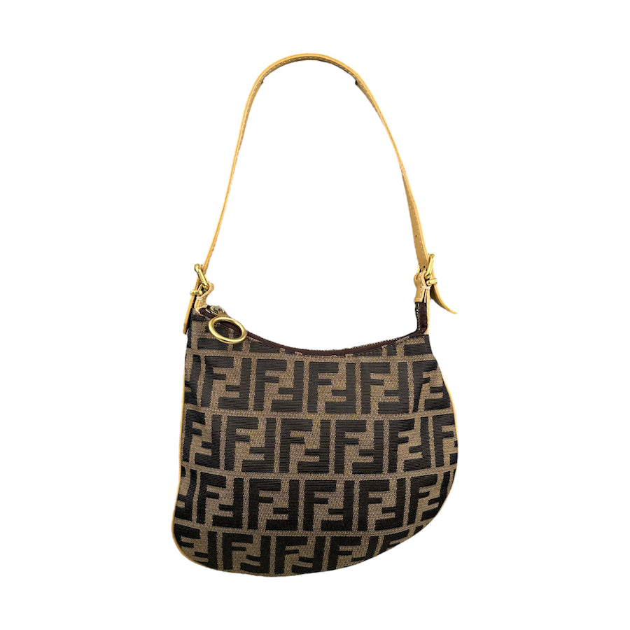 FENDI ZUCCA CANVAS ABSTRACT SHOULDER BAG