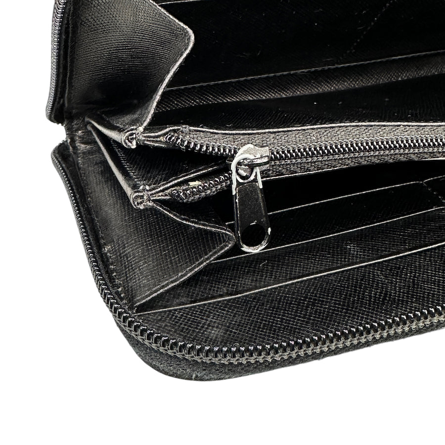 PRADA BLACK NYLON ZIP-AROUND LONG WALLET