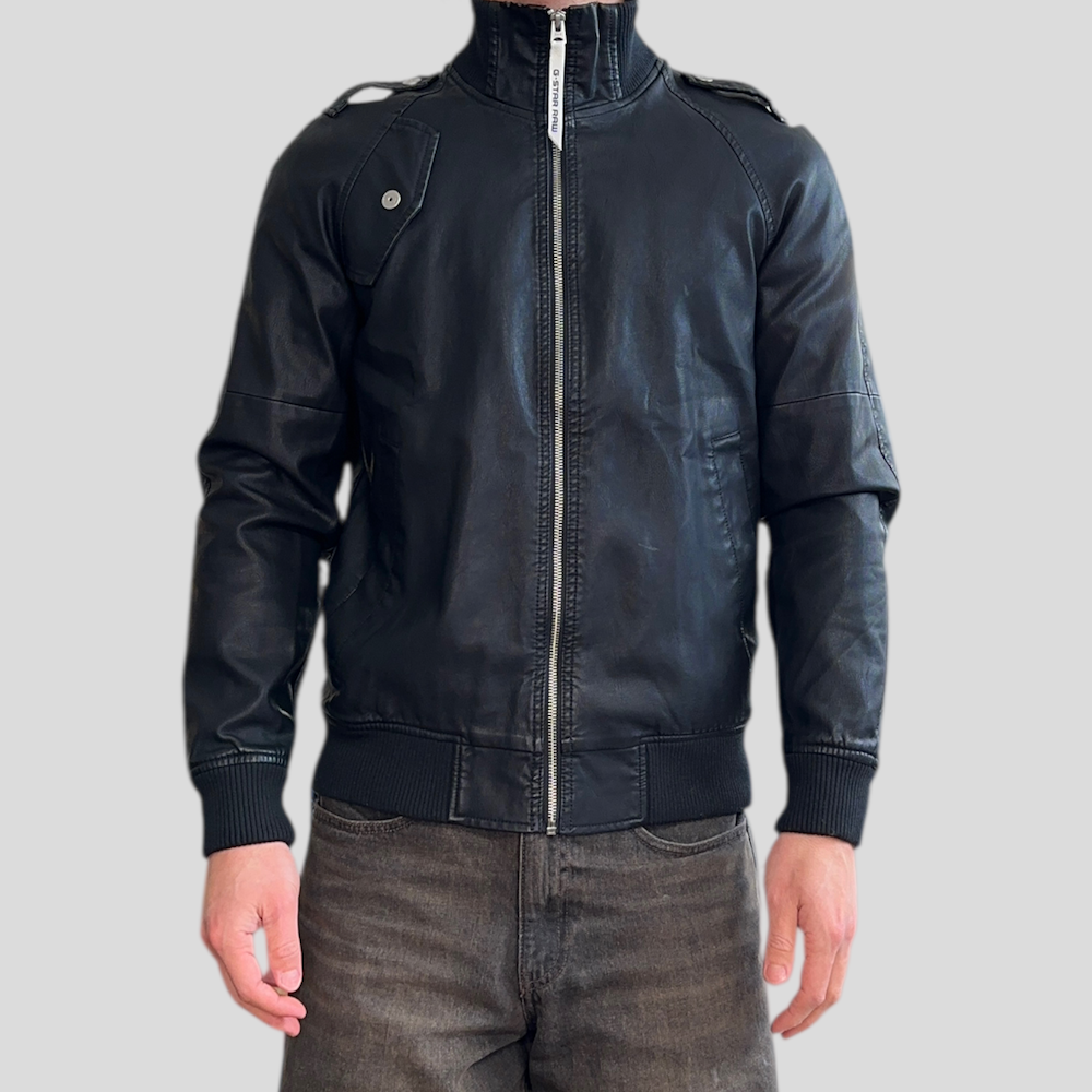 G-STAR RAW FAUX LEATHER JACKET - BLACK