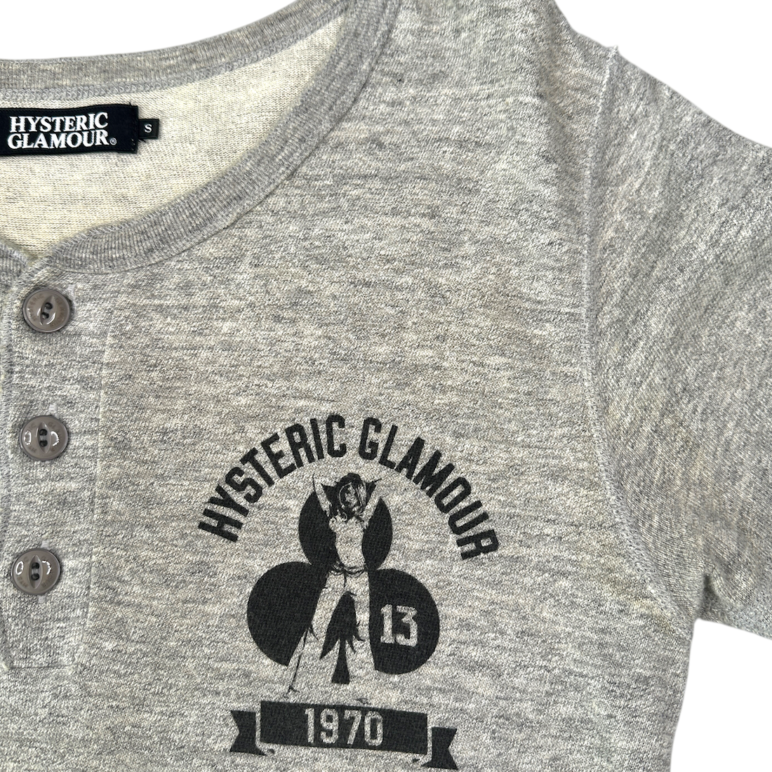 HYSTERIC GLAMOUR HENLEY T-SHIRT - GREY