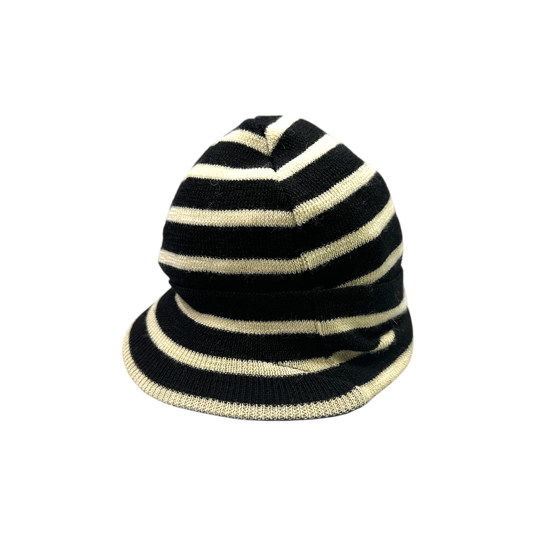COMME DES GARCONS WOOL STRIPED BRIM BEANIE - BLACK/WHITE