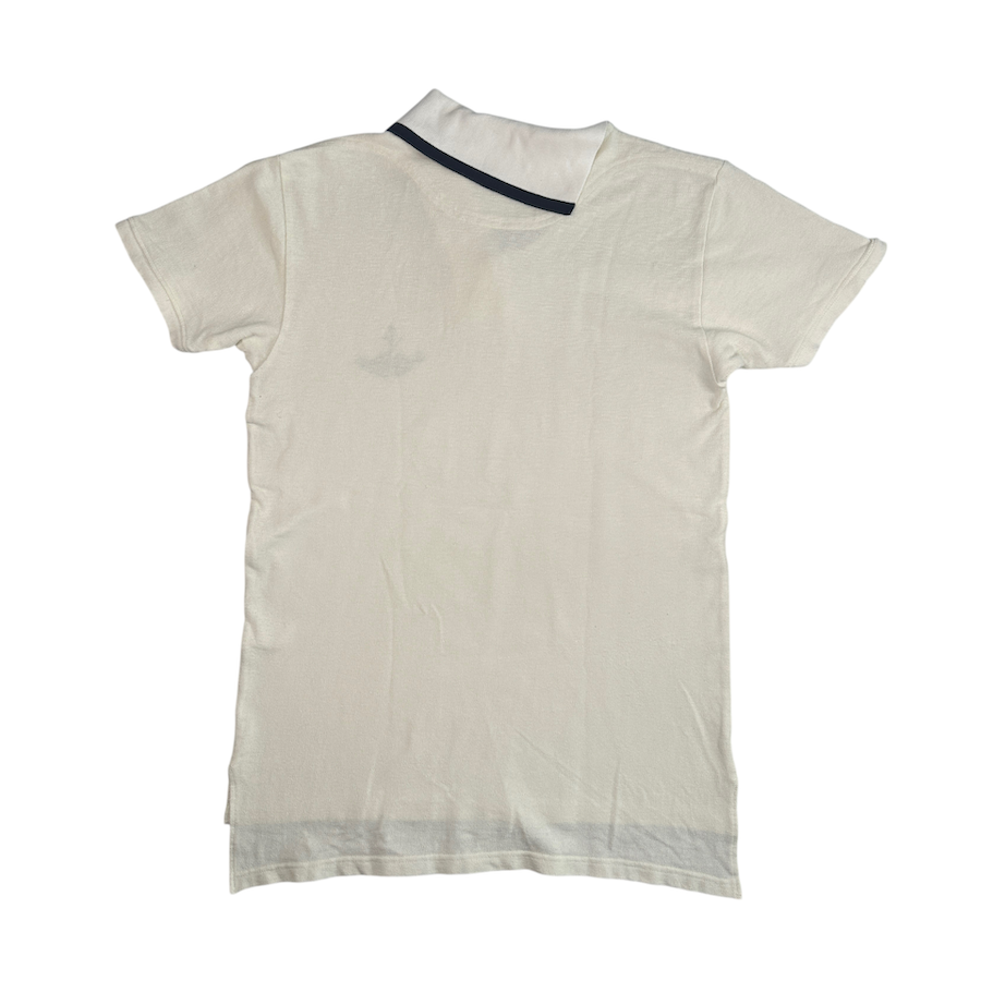 (3) KAPITAL ASYMMETRICAL COLLAR POLO SHIRT - WHITE