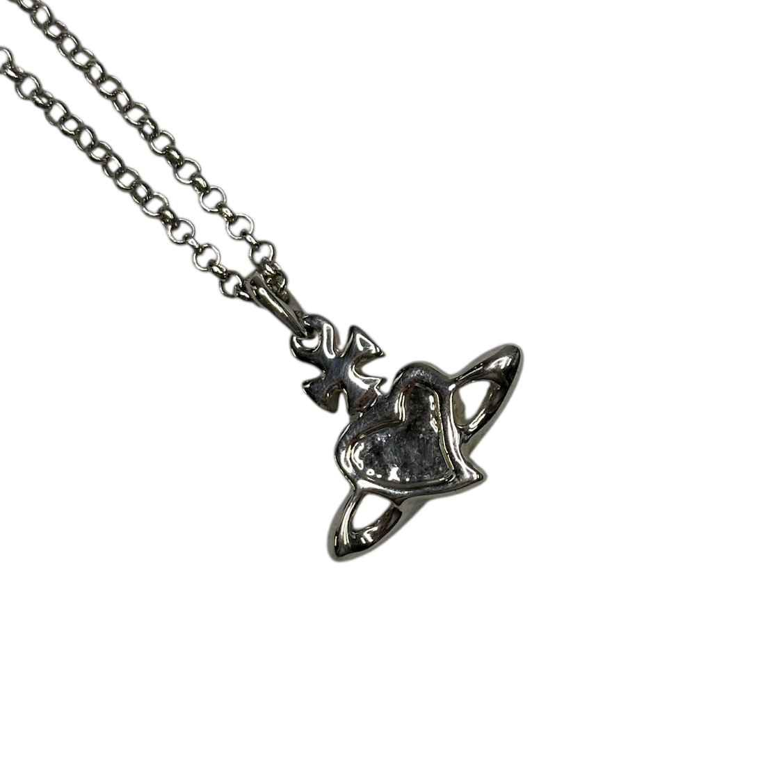 VIVIENNE WESTWOOD RHINESTONE HEART NECKLACE - SILVER PLATED