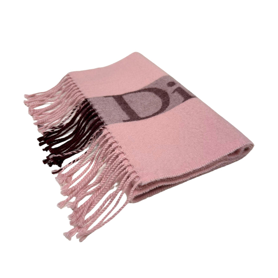 DIOR SPELLOUT SCARF - BABY PINK WOOL/ACRYLIC BLEND