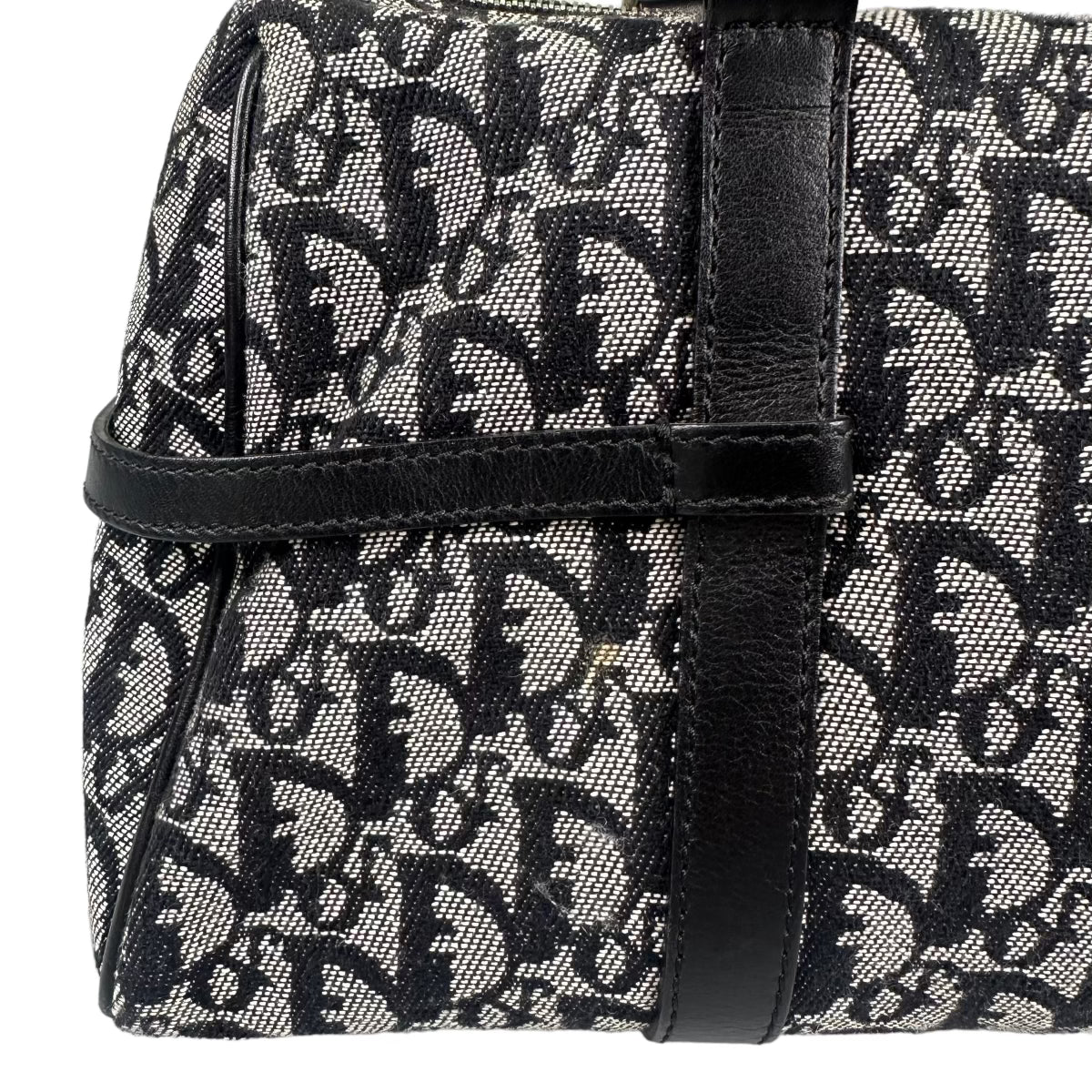 DIOR 2004 NAVY TROTTER CANVAS BOSTON SHOULDER BAG