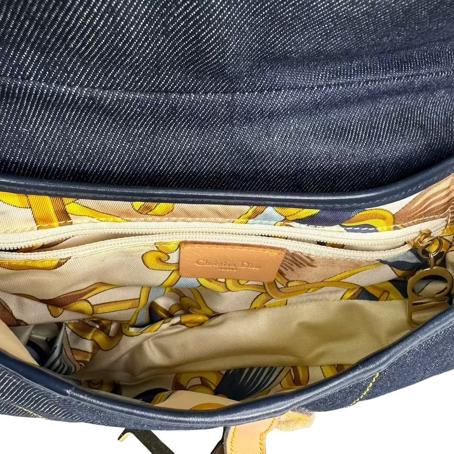 DIOR DENIM & LEATHER SADDLE BAG