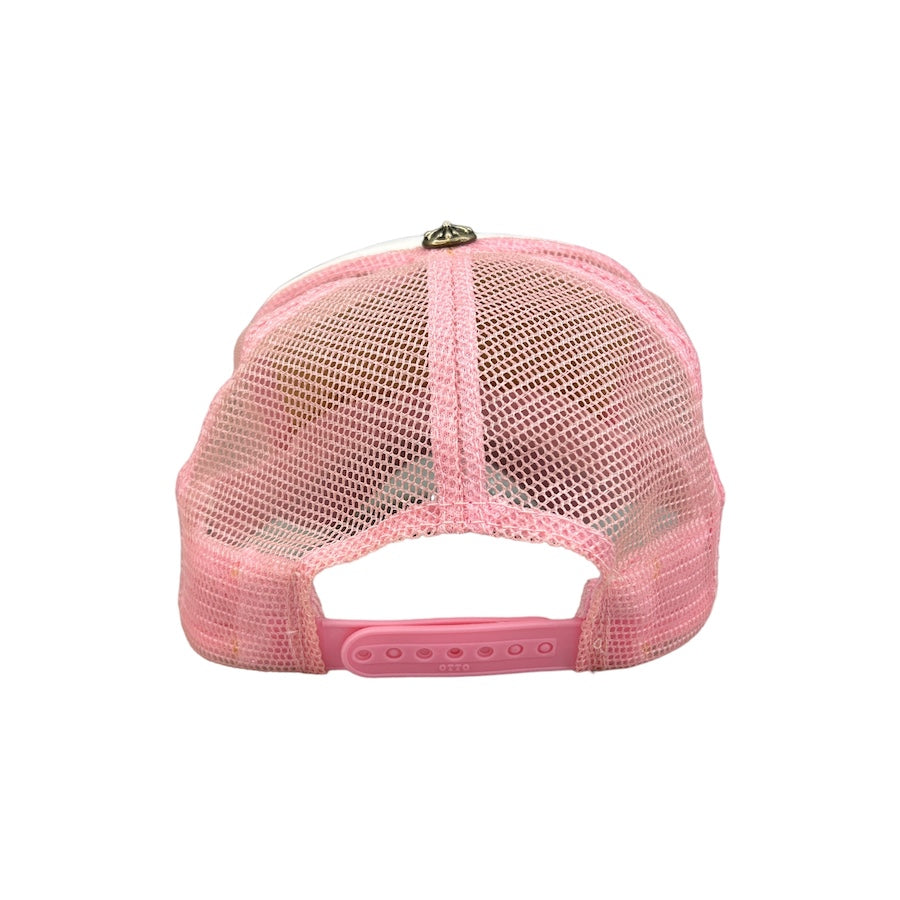 CHROME HEARTS PINK/WHITE HOLLYWOOD TRUCKER HAT