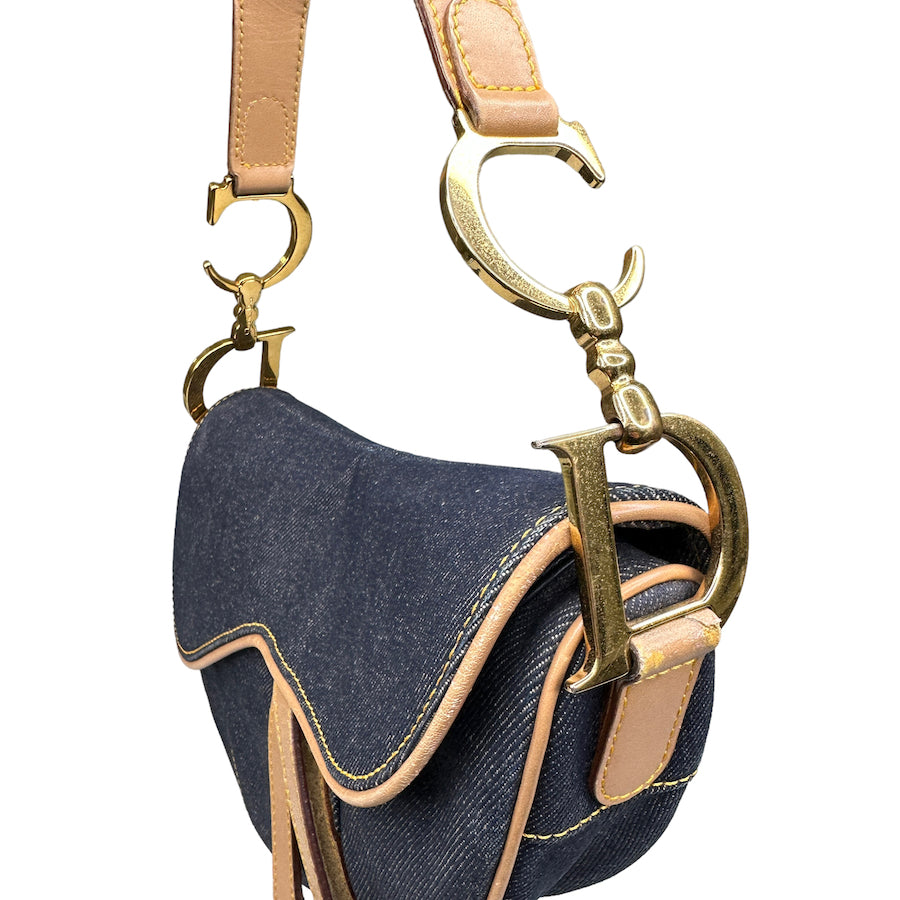 DIOR 2002 DENIM / LEATHER SADDLE BAG