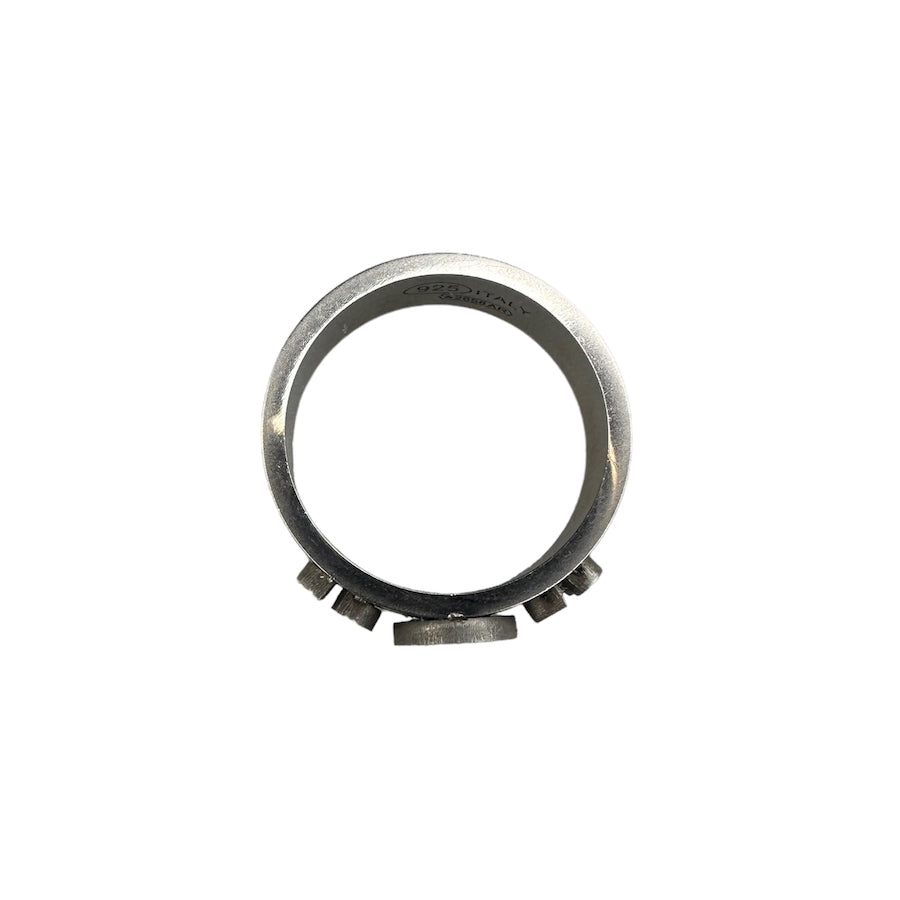 (9) MAISON MARGIELA "11" LOGO BAND MATTE SILVER RING