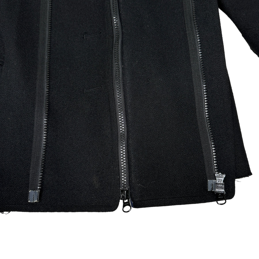 UNDERCOVER WOOLLEN RAW FINISH COAT - BLACK