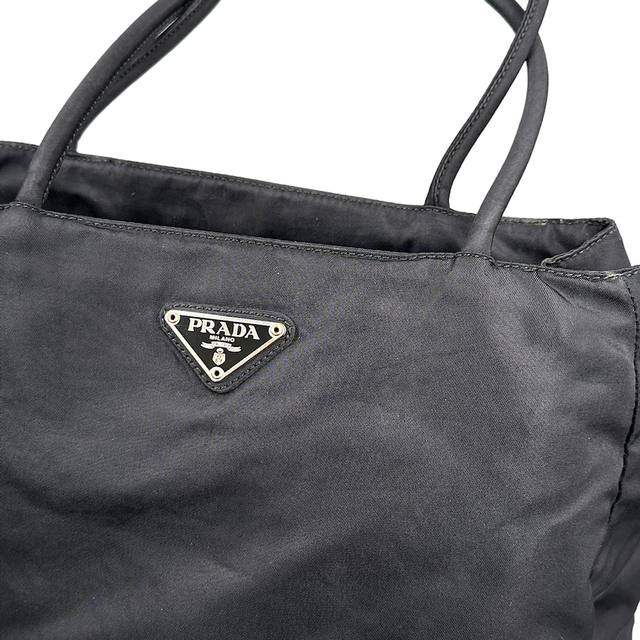 PRADA BLACK NYLON TOTE BAG