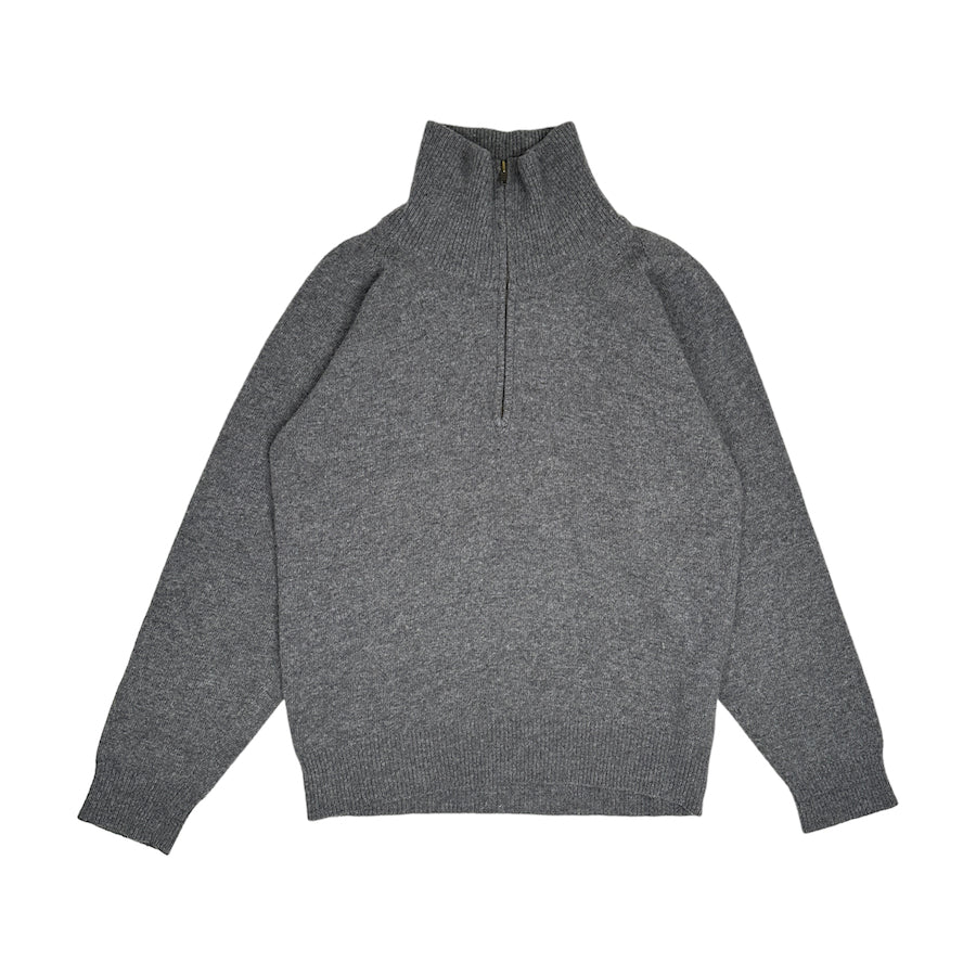 ISSEY MIYAKE GREY WOOLLEN BLEND QUARTER ZIP PULLOVER