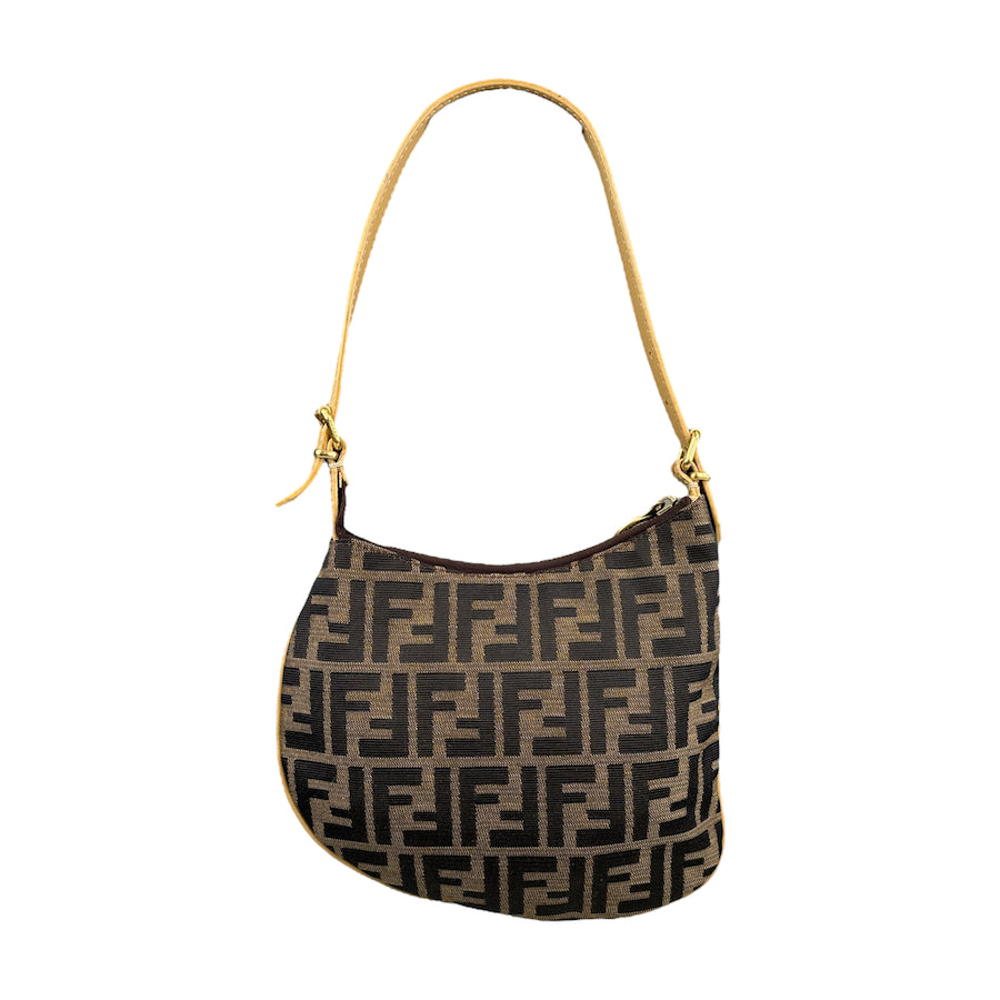 FENDI ZUCCA CANVAS ABSTRACT SHOULDER BAG