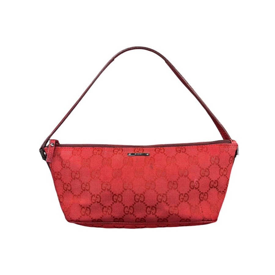 GUCCI RED GG CANVAS BOAT POCHETTE BAG