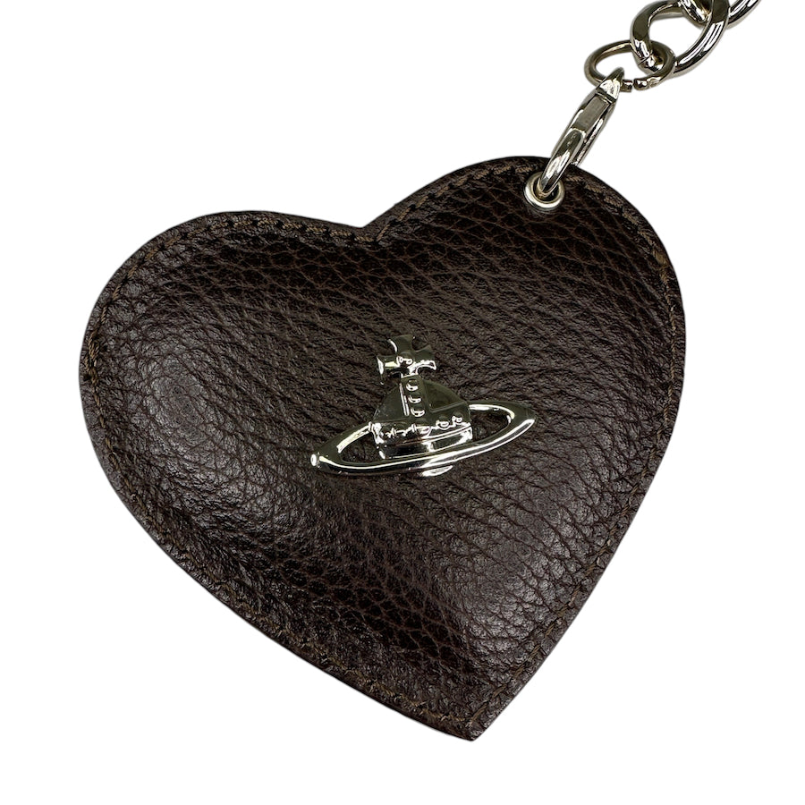 VIVIENNE WESTWOOD LEATHER HEART & ORB KEYCHAIN