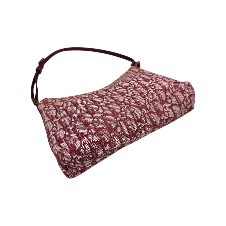 DIOR TROTTER MONOGRAM POCHETTE BAG - BURGUNDY