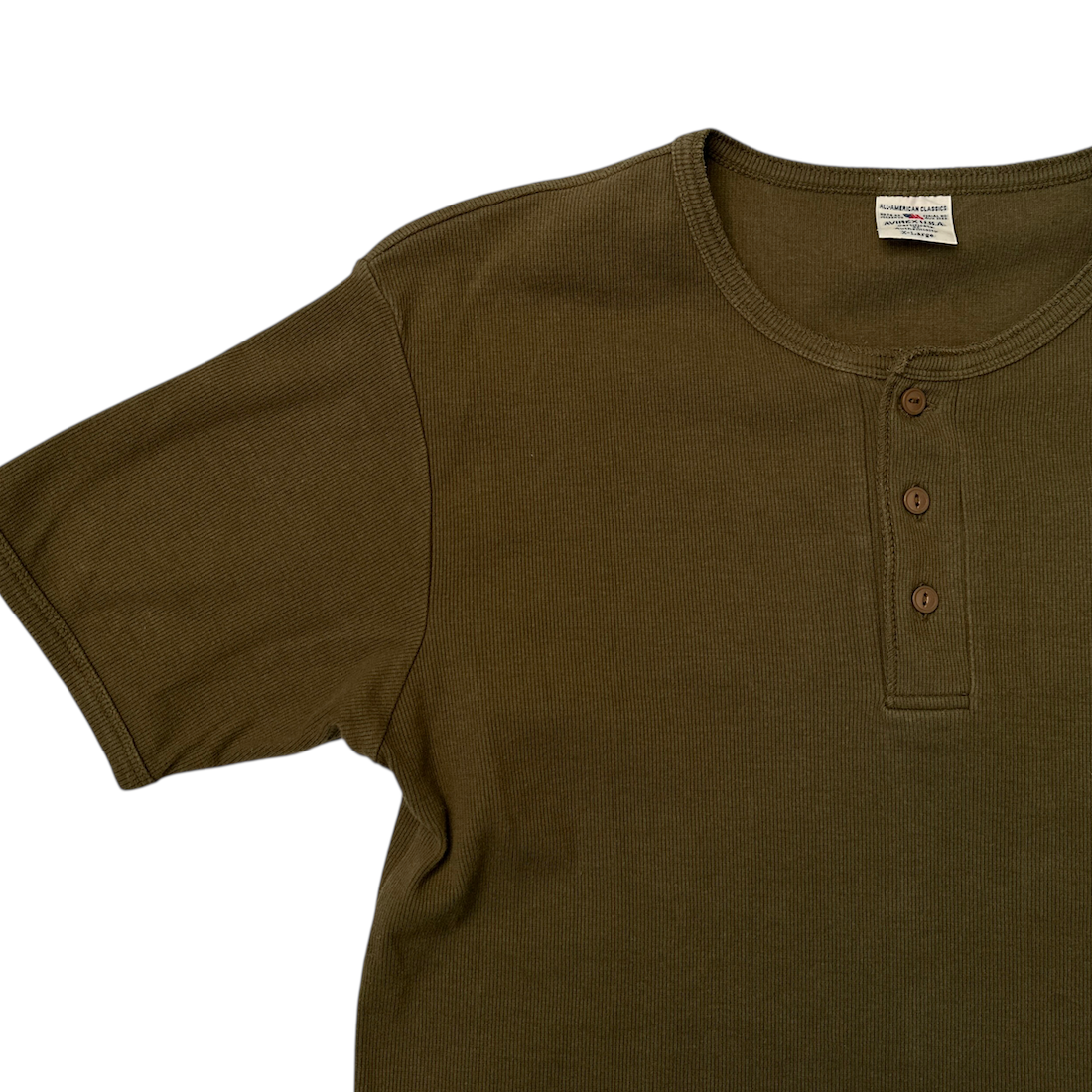 (XL) AVIREX HENLEY T-SHIRT - OLIVE