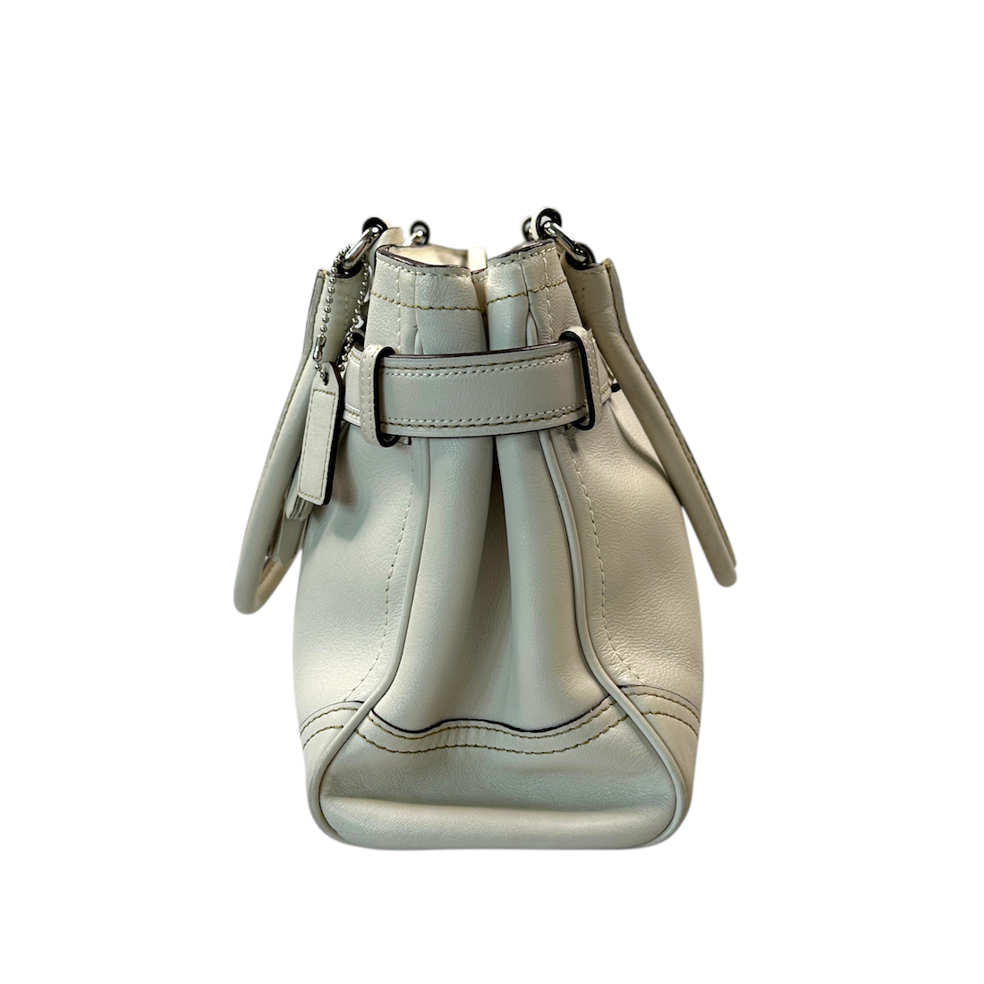 COACH LEATHER HAMPTON TOTE BAG - CREAM