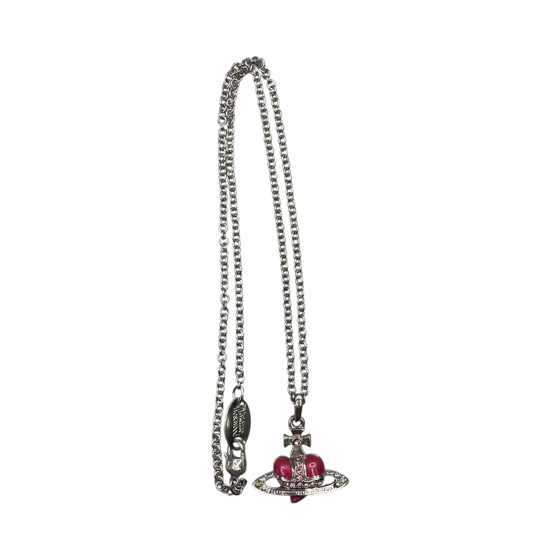 VIVIENNE WESTWOOD REVERSE HEART NECKLACE - SILVER PLATED (BRASS)