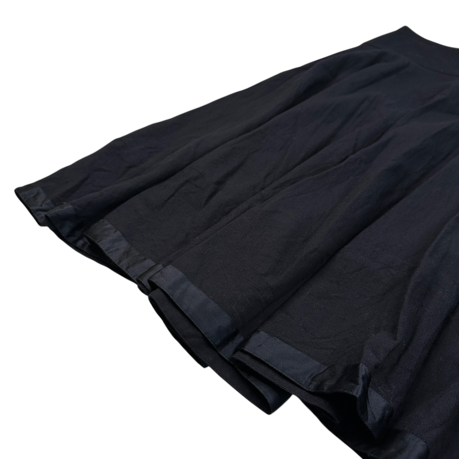 (2) DKNY WOOL-BLEND DOUBLE LAYERED SKIRT - NAVY