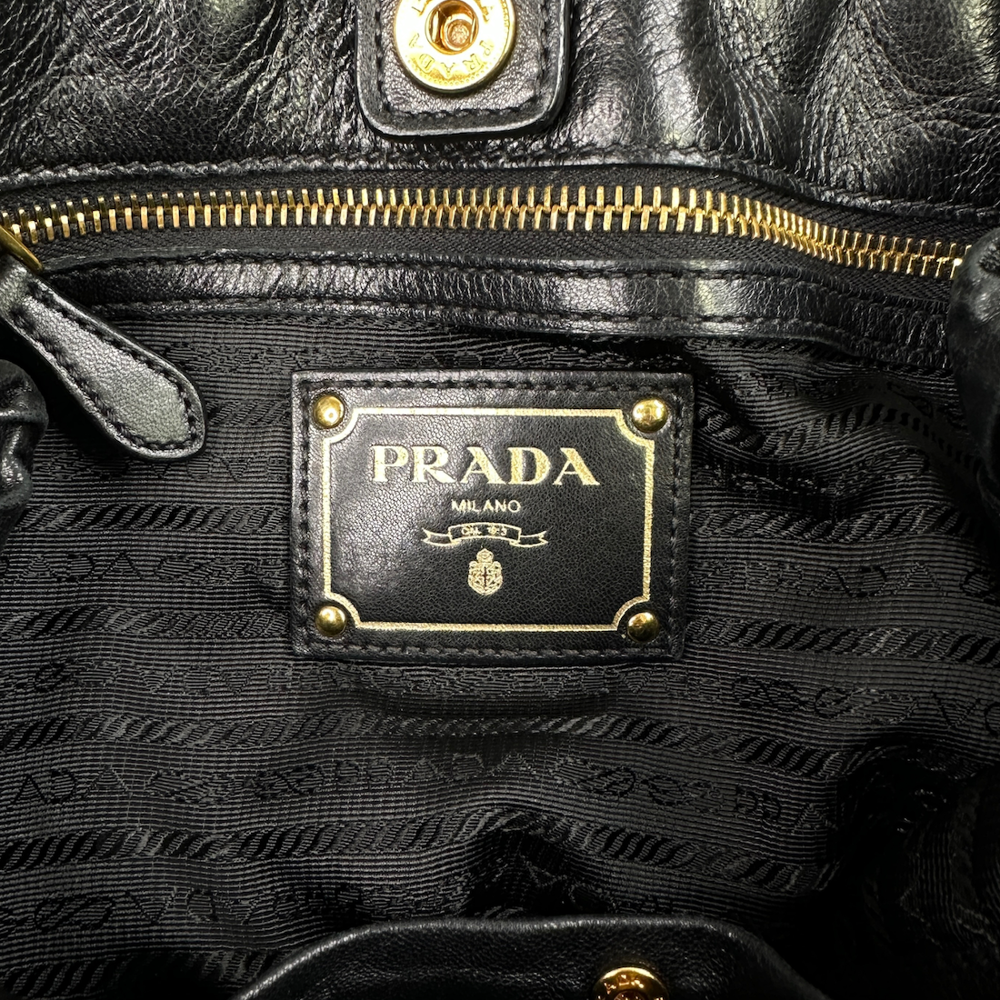 PRADA LEATHER 2-WAY BOW BAG - BLACK