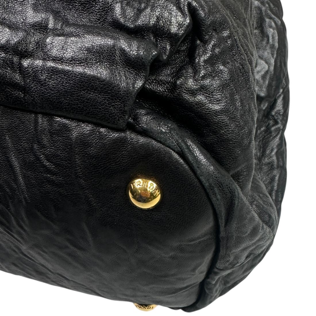 PRADA LEATHER 2-WAY BOW BAG - BLACK