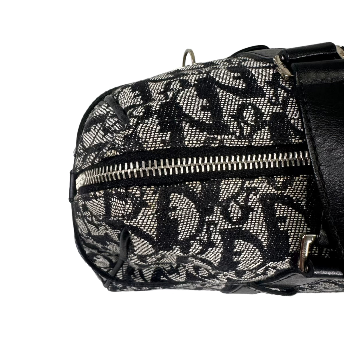 DIOR 2004 NAVY TROTTER CANVAS BOSTON SHOULDER BAG