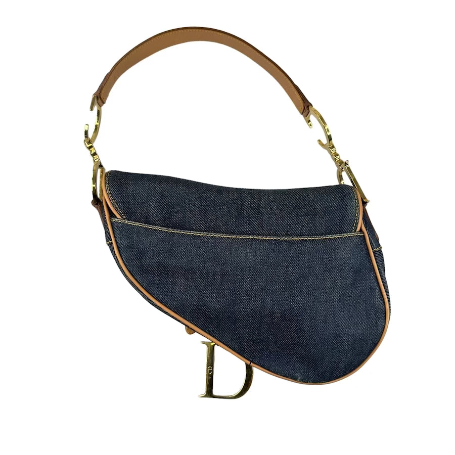 DIOR DENIM & LEATHER SADDLE BAG