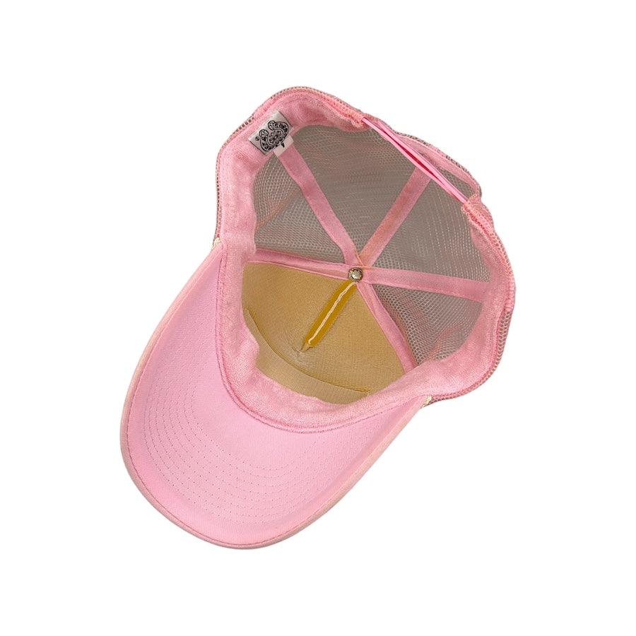 CHROME HEARTS PINK/WHITE HOLLYWOOD TRUCKER HAT