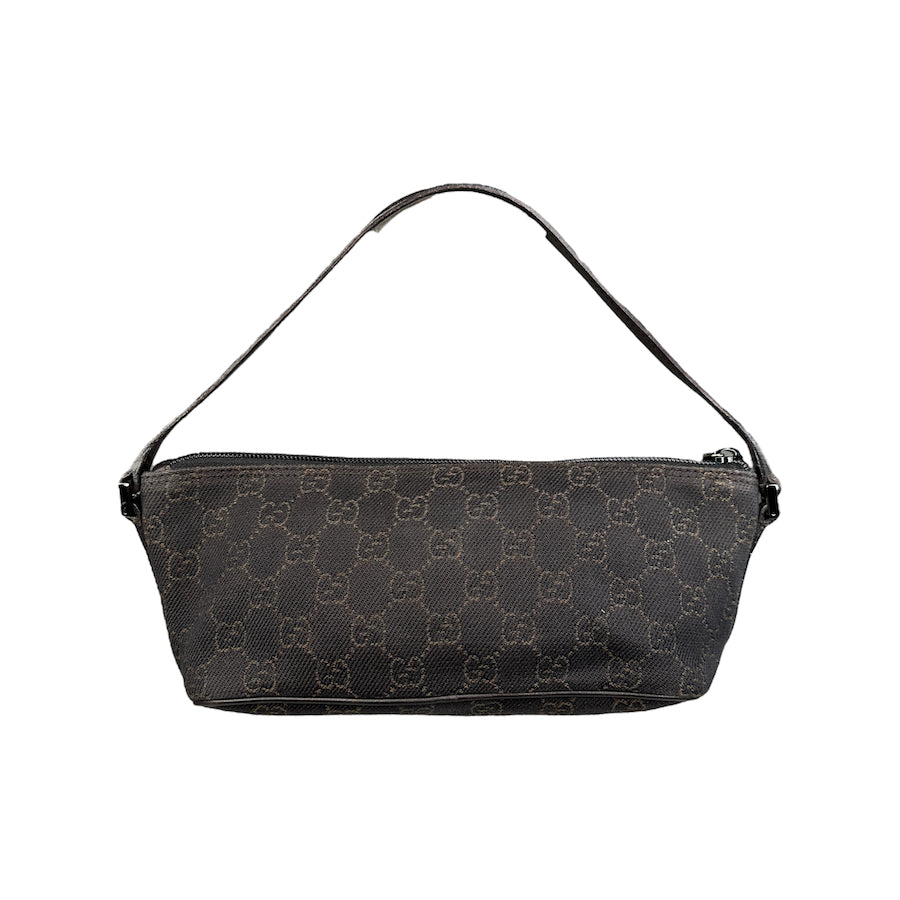 GUCCI BROWN GG CANVAS BOAT POCHETTE