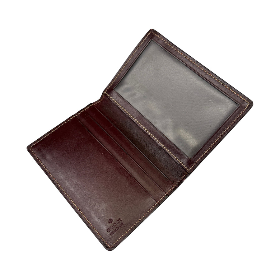 GUCCI BROWN LEATHER GG BI-FOLD CARD HOLDER